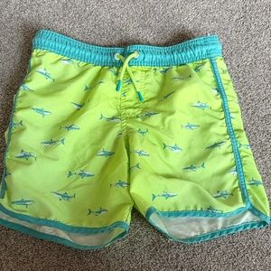 Cat & Jack Lime Green Shark Swim Trunks